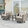 XIZZI Patio Outdoor Swivel Rocking Chairs Set of 2 with Side Table, 3 Pieces PE Rattan Wicker Patio Bistro Set with 360 Degree Rotation Chairs - 3 of 4