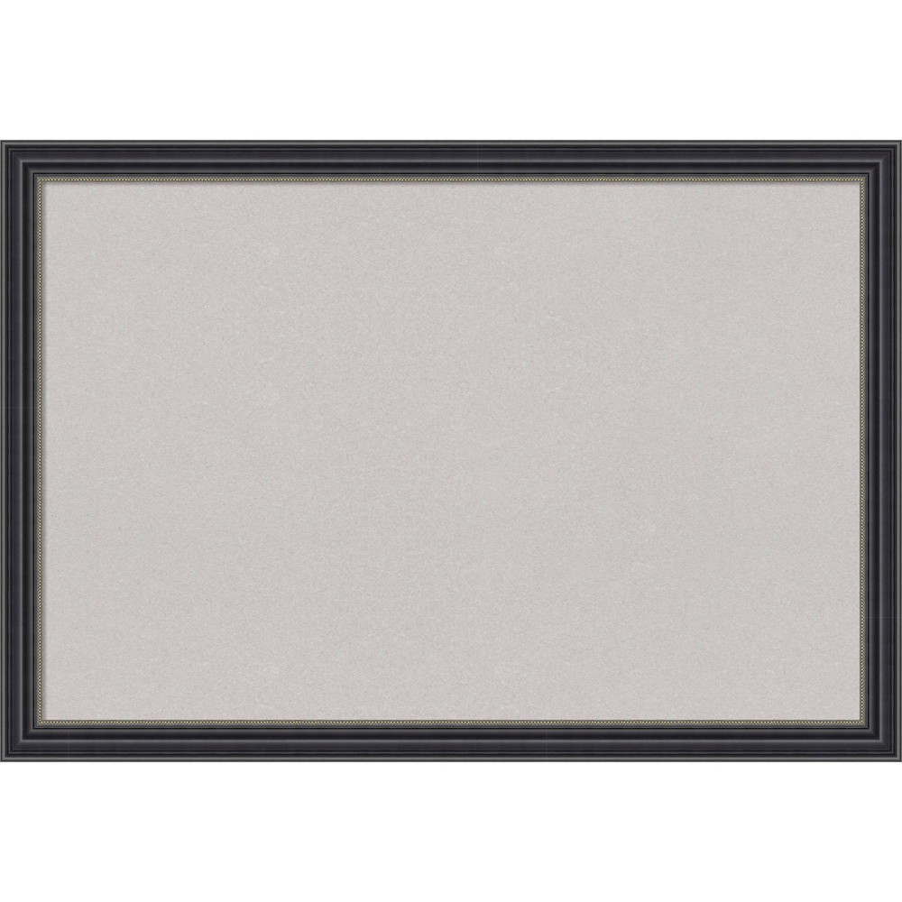 Photos - Dry Erase Board / Flipchart 26"x18" Stylish Wood Frame Gray Cork Board Black - Amanti Art: Wall Mounte