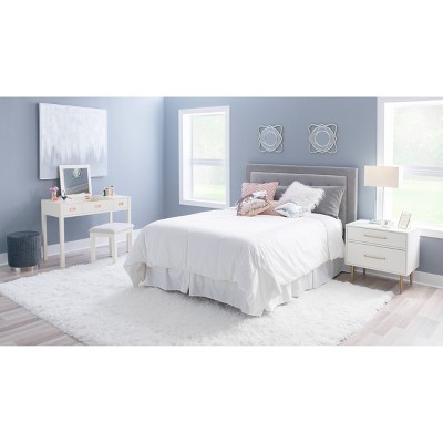 White and Gold 2-Drawer Nightstand with Sleek Design