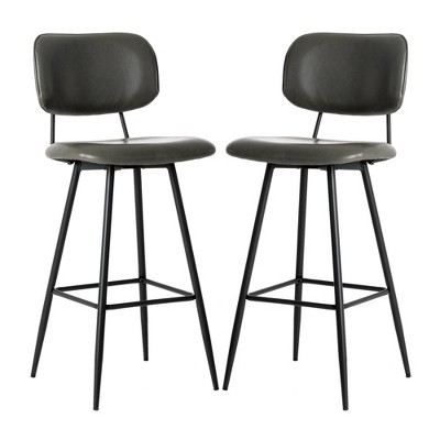 43" Set of 2 PU Leather Barstools Gray - Glitzhome