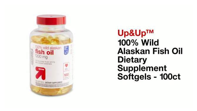 100% Wild Alaskan Fish Oil 1200mg Dietary Supplement Softgels - 100ct - up &#38; up&#8482;, 2 of 6, play video