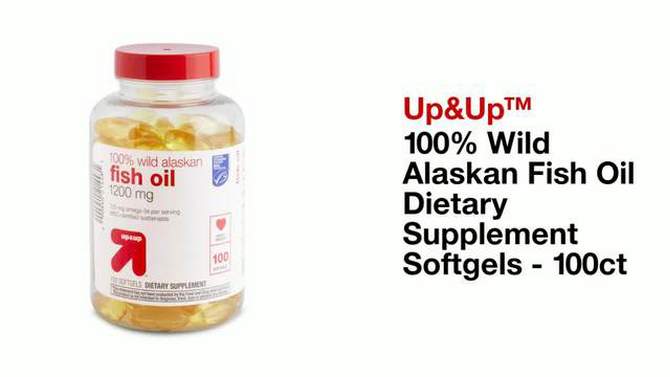 100% Wild Alaskan Fish Oil 1200mg Dietary Supplement Softgels - 100ct - up &#38; up&#8482;, 2 of 6, play video