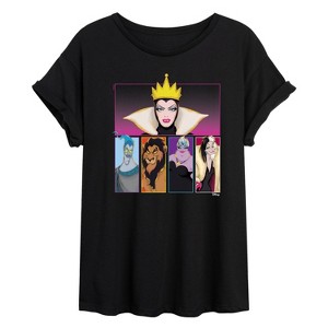 Women's - Disney Villains - Villains Grid Oversized Graphic T-Shirt - 1 of 4
