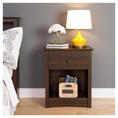 Espresso Fremont Space-Saving Modern Nightstand with Open Shelf