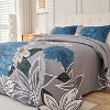 Boersma Blue Blooms 3-Piece Comforter Set Queen Size, Elegant Floral Bedding with 1 Comforter & 2 Pillowcases, Soft, Lightweight & Cozy - 2 of 4