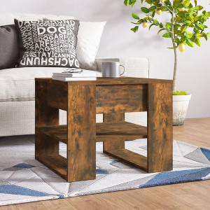 vidaXL Coffee Table Smoked Oak 21.9"x21.7"x17.7" Engineered Wood - 1 of 4