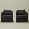 KINWELL 31" Wide Linen Fabric Upholstered Swivel Barrel Chair, Set of 2 - 3 of 4
