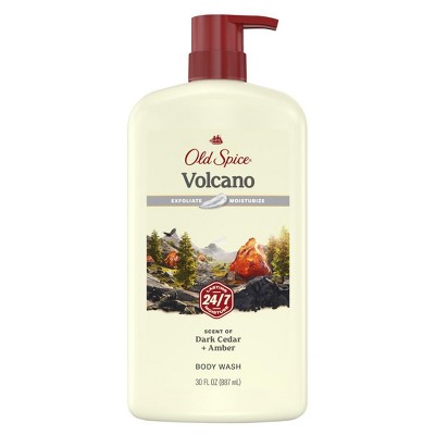Old Spice Men's Body Wash for Men, Volcano Scent, 24/7 Shower Fresh, Exfoliation, 18 oz, 30oz