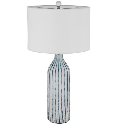 Cal Lighting BO-3042TB Inveruno Glass Table Lamp with Hardback Drum Shade, Aqua Grey