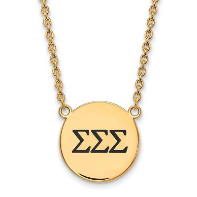 Black Bow Jewelry 14k Yellow Gold Plated Sterling Silver Sigma Sigma Sigma Greek Life Necklace 18 Inch