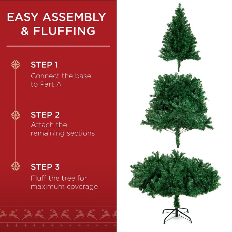 Best Choice Products Premium Hinged Artificial Christmas Pine Tree w/ Metal Base, 5 of 13