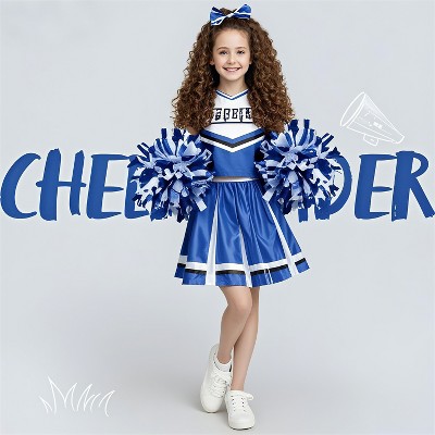 Joyfy Halloween Cheerleader Costume for Girls Cheerleader Uniform Child Cheerleader Costume for Halloween Party - Pink / Blue