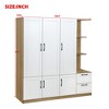 TiramisuBest 3-Door Wooden Wardrobe with 2 Drawers & Shelves, Mobile w/ Locking Wheels & Adjustable Shelf - Space-Saving for Bedroom - 3 of 4