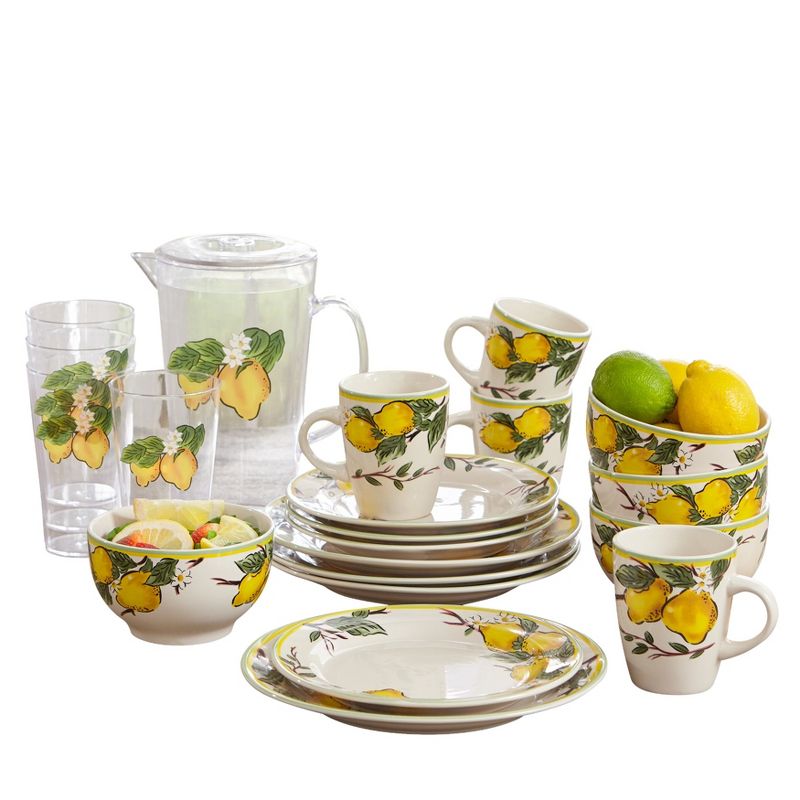Multi-colored Ceramic Lemon Dinnerware Set, Service for 4