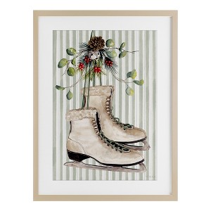 Stupell Industries Winter Ice Skates on Stripes Framed Print Under Glass Art - 1 of 4