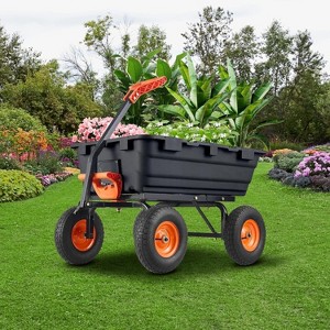 Heavy Duty Garden Dump Cart, 800lbs Poly Wheelbarrow with 10" Tires, 180° Rotating Handle, Quick Release - 1 of 4