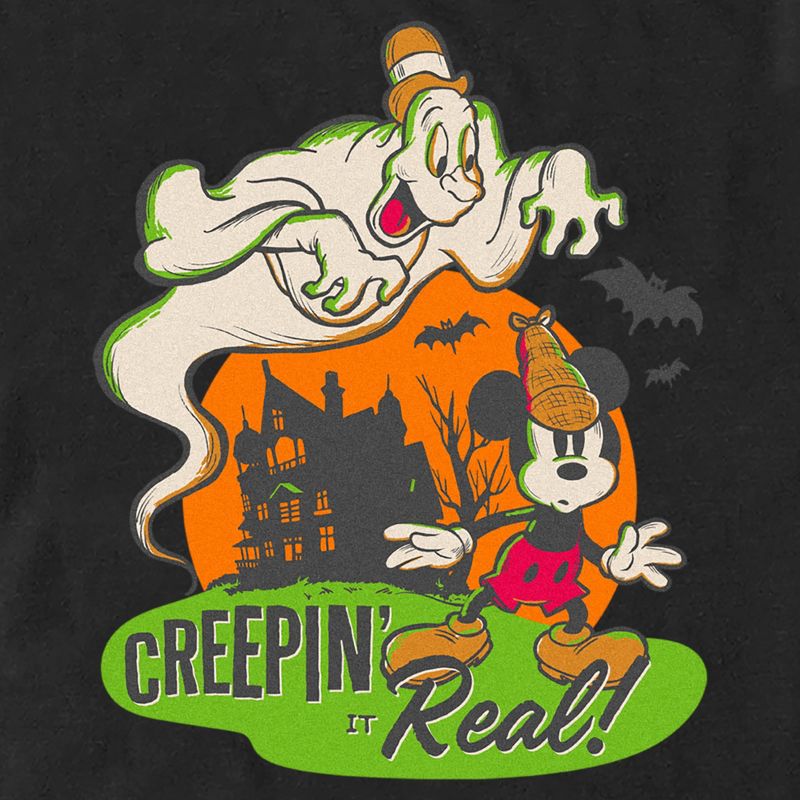Men's Mickey & Friends Halloween Retro Mickey Mouse Creepin' it Real T-Shirt, 2 of 6