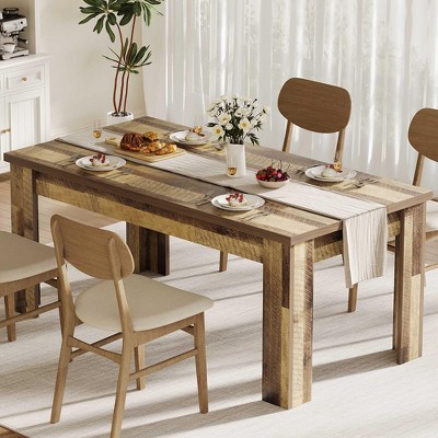 63" Dining Table for 4-6, Farmhouse Dinner for 4, Dinner Table, Kitchen with Large Tabletop, Rectangular Dining Room