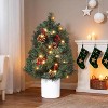 2 ft Pre-Lit Tabletop Christmas Tree, 30 Warm Lights, Red Berries & Pine Cones, Battery Powered, No Assembly, Mini Xmas Decor for Small Spaces - 4 of 4