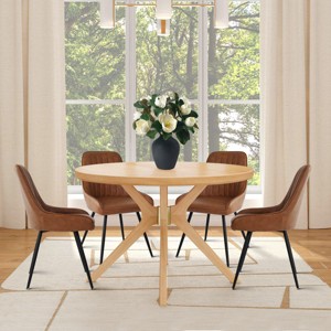 Farmhouse Faux Leather Dining Chairs Set of 4,Modern Design Upholstered Dining Chair for Kitchen,Dinging Room,Living Room,Indoor Furniture-Tanpinhause - 1 of 4