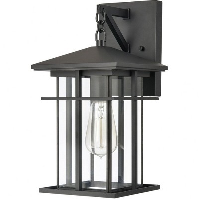 Matte Black Outdoor Wall Lantern with Clear Glass