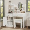 KTMBDW Dressing Table, Makeup Table with Drawers, Vanity Desk with Mirror and LED Lights, 3 Lighting Modes, Makeup Writing Desk for Bedroom, White - 3 of 4