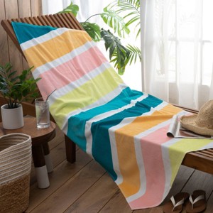 Moda at Home Amalfi Striped Velour Beach Towel - 1 of 4