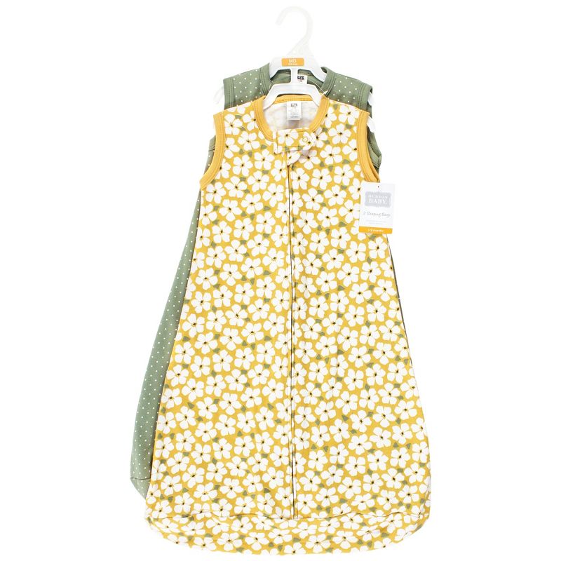 Hudson Baby Infant Girl Cotton Long-Sleeve Wearable Sleeping Bag, Sack, Blanket, Sage Floral Sleeveless, 2 of 5