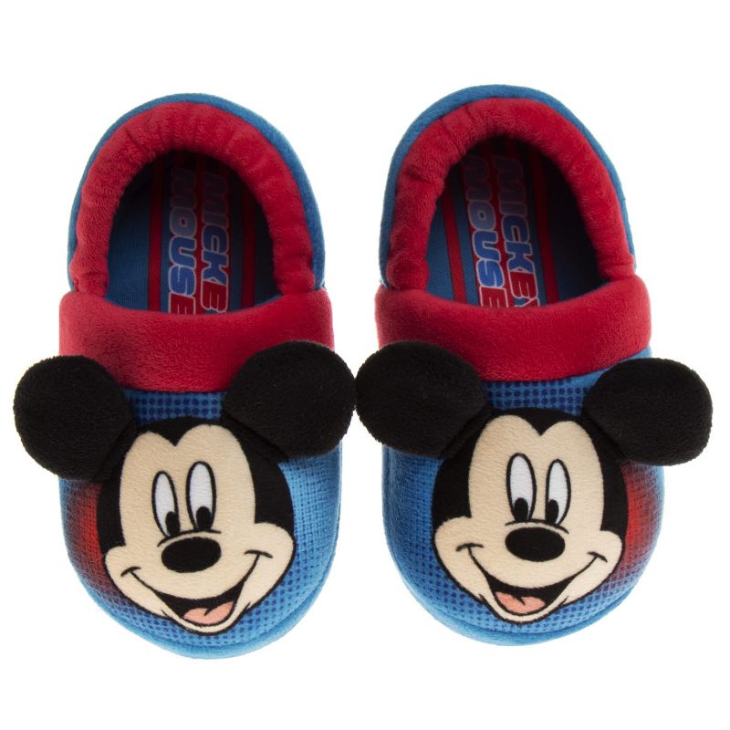 Disney Mickey Mouse Slippers - Kids Cozy Plush Fuzzy Lightweight Warm Comfort Soft House Shoes - Navy Blue Red (size 5-12 Toddler - Little Kid), 1 of 8