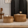 NicBex Retro Style Cylindrical Coffee Table with Vertical Texture Relief Design,Wooden Side Tables,Center Table for Living Room - 3 of 4