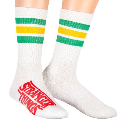 Stranger Things Retro 80's Inspired 3 Stripe Logo Adult Crew Socks ...