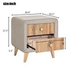 Upholstered Wooden Nightstand With 2 Drawers Night Stand Storage Cabinets With Handles Rubber Wood Legs Bedside Table - 3 of 4