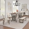 71 Inch Large Industrial Dining Table for 4-6, Farmhouse Rectangular Kitchen Table with Geometric Metal Legs & Thick Wood Tabletop - 4 of 4