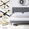 King Size Luxury Velvet Upholstered, Bed Frame with Wingback, Deep Button Tufted Headboard, No Box Spring Required, Simple Assembly Process, Gray - 3 of 4
