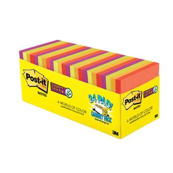 Post-it Super Sticky Notes Cabinet pk, 3 x 3 Inches, Marrakesh Colors, Pad of 70 Sheets, pk of 24