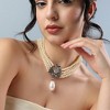 SOHI Women's Pearl White Party Stone Multi-Layer Necklace - 4 of 4