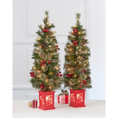 BrylaneHome 42" Pre-Decorated Tree With Urn, Set Of 2
