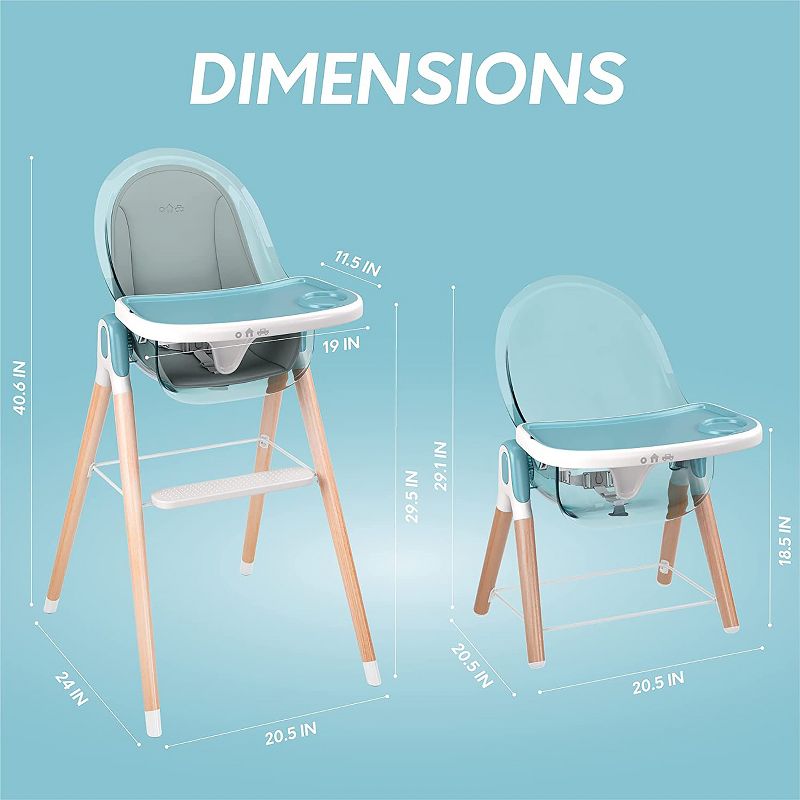 Children of Design Adjustable & Reclining 6-in-1 Deluxe Wooden High Chair for Babies & Toddlers, 3 of 10