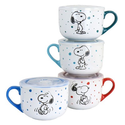 Peanuts Snoopy Mug Porcelain Mug Soup Cup 1PC or 2PC Gift Set 410ml / 14 Oz  Inspired by You.