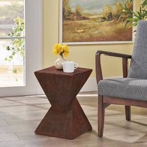Twisted Hourglass Outdoor Accent Table, Lightweight Concrete Patio End Table for Outside Use, Patio Side Tables -Christopher Knight Home - 1 of 4