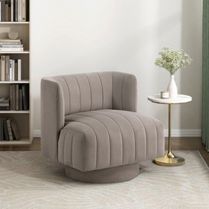 Sapphtopaz Modern Swivel Accent Chair with Tufted Upholstered Comfy Barrel Chairs with Metal Swivel Base Lounge Chair for Living Room, Bedroom - 1 of 4