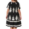 Agnes Orinda Women's Plus Size Square Neck Short Sleeve Flowy A Line Midi Summer Boho Dresses - 4 of 4
