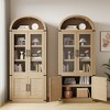 Arched Bookcase with Doors Tall Bookshelf Display Storage Shelves 71.4in Deep Wooden Cabinet Farmhouse Bookcases - 4 of 4