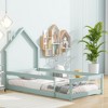 CAVINAS Twin Size Bed Frame with House-Style Headboard & Fences,Modern Floor Bed for Kids Room,Bedroom - 2 of 4