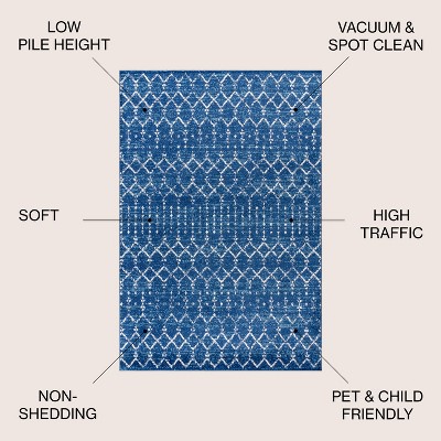 Modern Indigo Ivory Moroccan Diamond 4' x 6' Area Rug