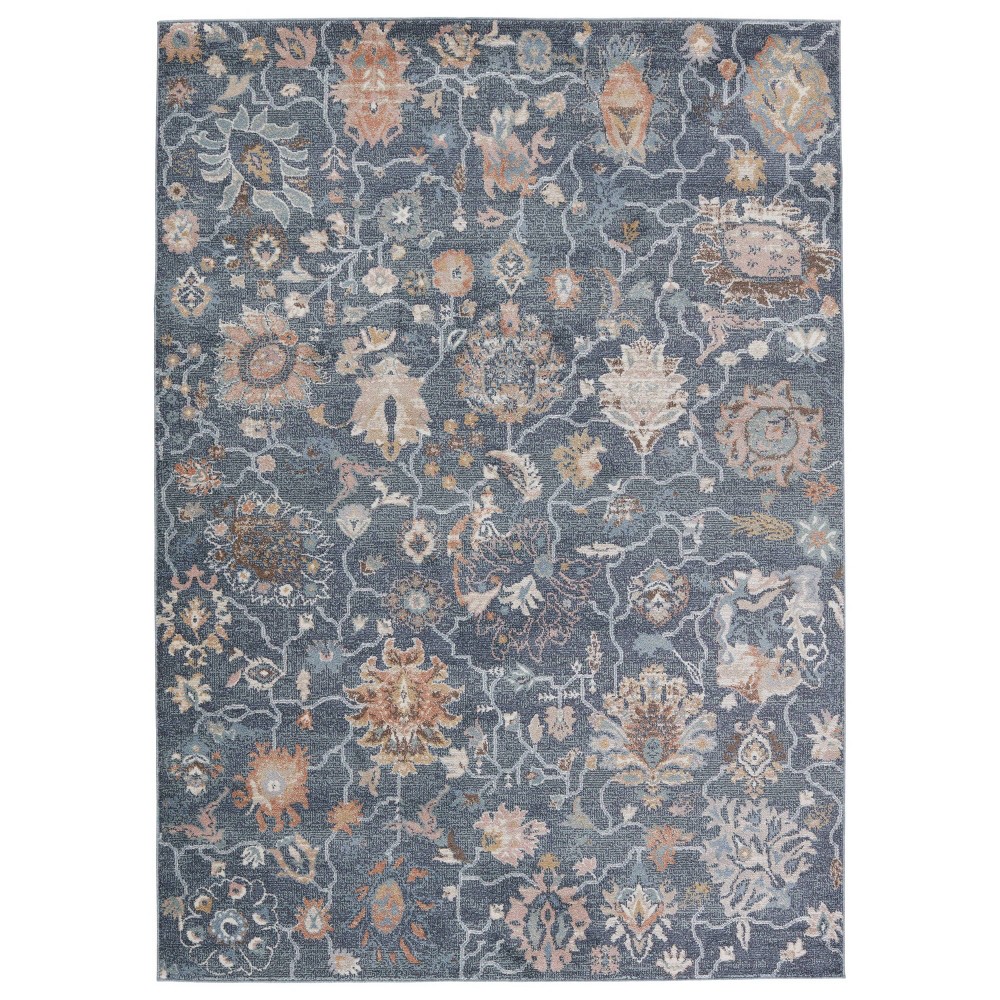 6'7inx9'6in Feyre Oriental Area Rug Dark Blue/Tan - Jaipur Living