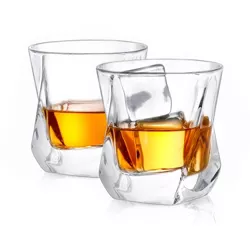 JoyJolt Aurora Crystal Whiskey Glasses - Set of 2 Old Fashioned Twisted Crystal Glass - 8.10 oz