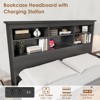 Bed Frame with Bookcase Headboard, 2-Tier Storage Queen Platform Bed with Charging Station, No Box Spring Needed - 4 of 4