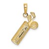 Black Bow Jewelry 14k Yellow Gold Polished Golf Bag Pendant - 3 of 4
