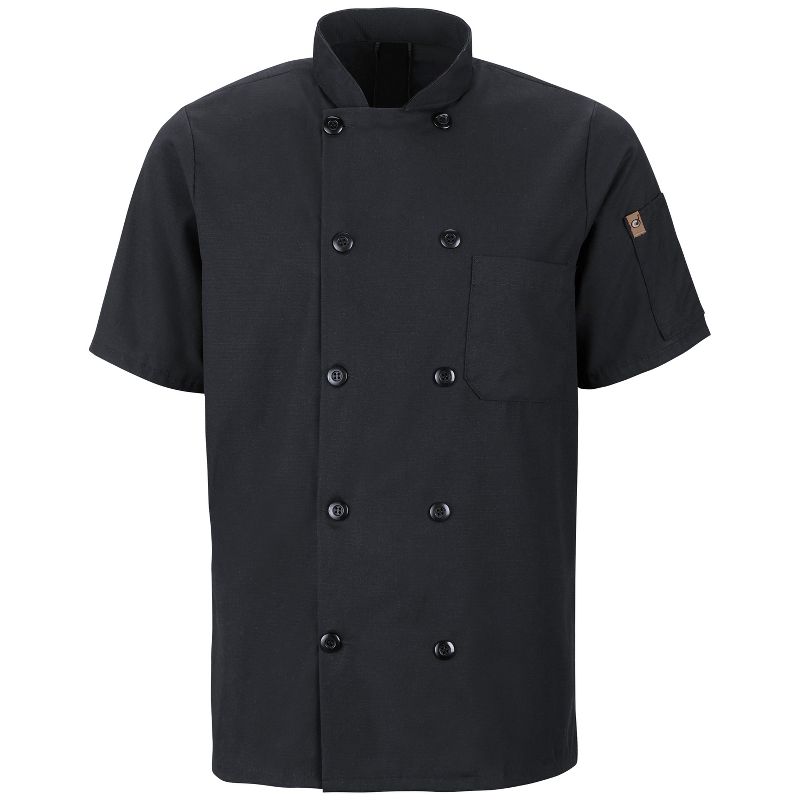 Red Kap Men's Short Sleeve Chef Coat With Oilblok + Mimix, Black - 4X Large, 1 of 2